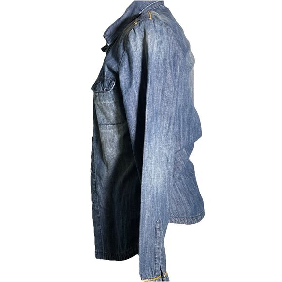 7 for All Mankind Denim Chambray Golden Details Button Down Shirt Size S, Sample - Picture 3 of 6
